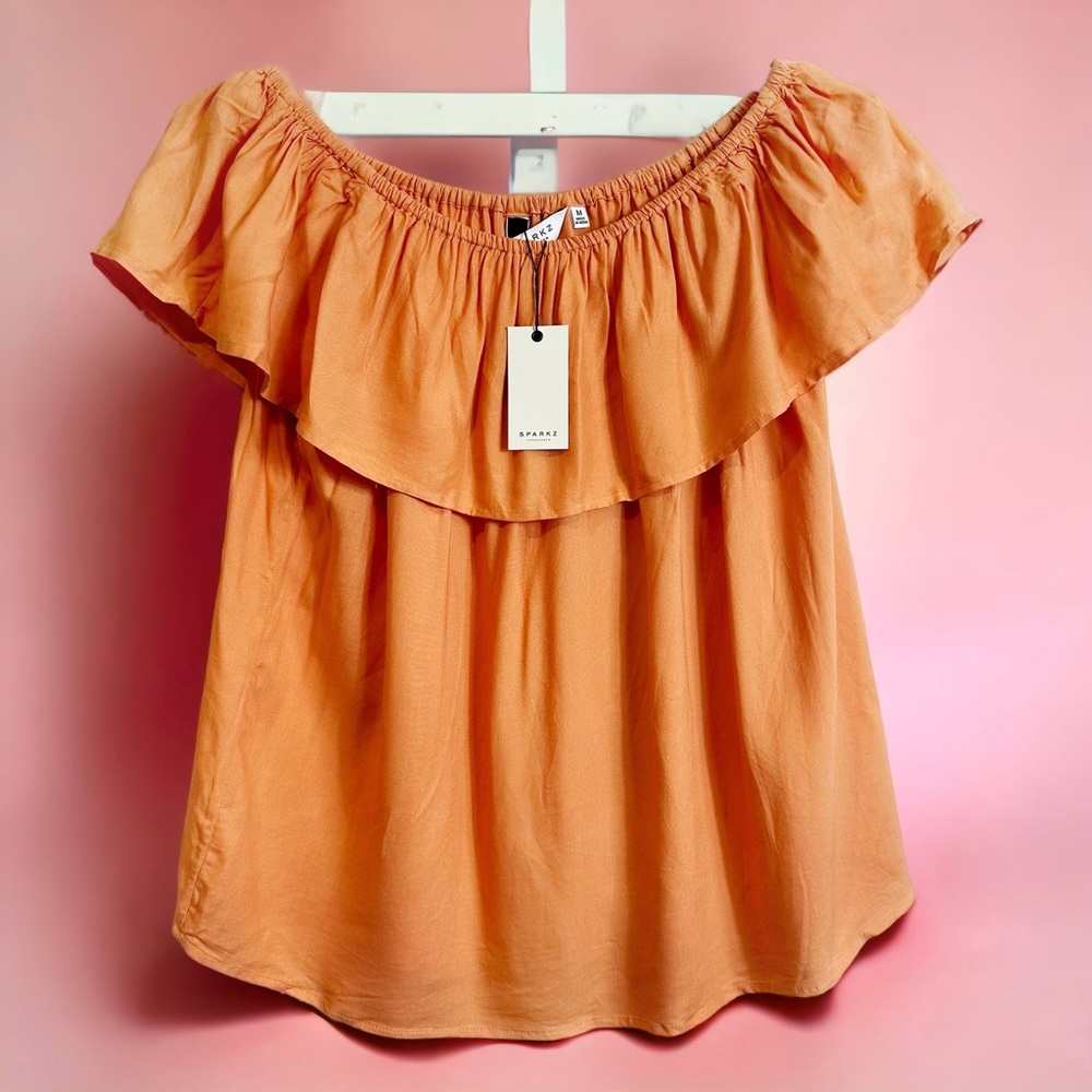 Anthropologie Sparkz Copenhagen Filuca Terracotta Off Shoulder Top